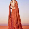 Orange Scattered Butti Embroidered Lehenga With Dupatta