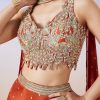 Orange Scattered Butti Embroidered Lehenga With Dupatta