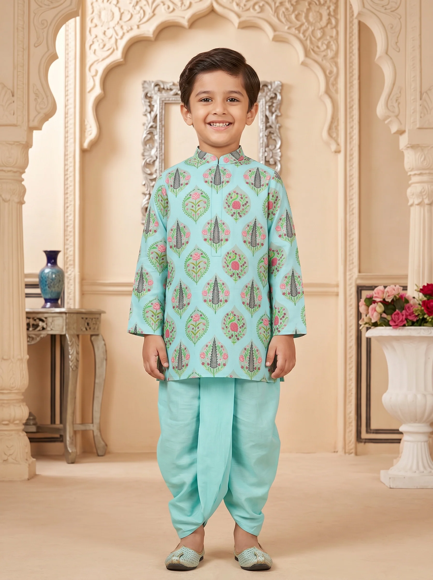 24-kids-blue-kurta-set-with-dhoti-1.webp Kids Blue Kurta Set With Dhoti