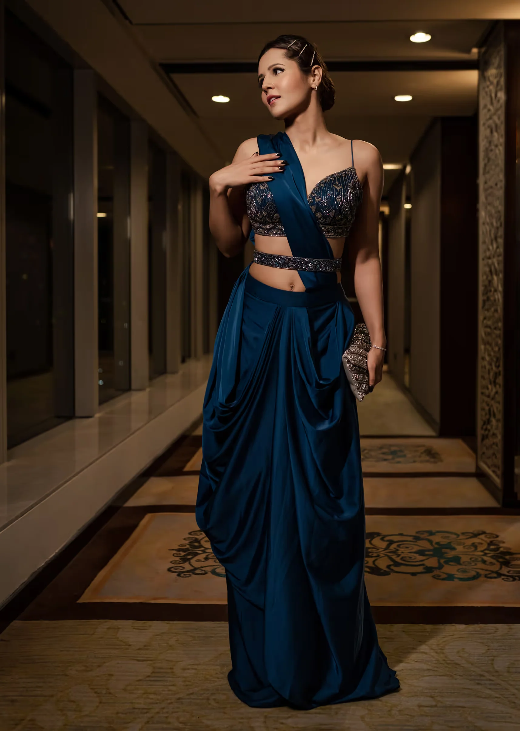 2401-persian-blue-pre-pleated-satin-saree-with-embroidered-blouse-and-belt-1.webp Persian Blue Pre-Pleated Satin Saree With Embroidered Blouse And Belt