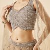 Beige Pastel Embroidered Bridal Lehenga Set With Dupatta