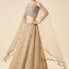 Beige Pastel Embroidered Bridal Lehenga Set With Dupatta