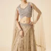 Beige Pastel Embroidered Bridal Lehenga Set With Dupatta