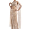 Beige Statement Halter Skirt Set With Dupatta