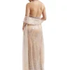 Beige Statement Halter Skirt Set With Dupatta