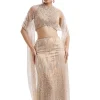 Beige Statement Halter Skirt Set With Dupatta