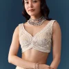 Beige Net Floral Jaal Sequin Work Saree with Unstitched Blouse