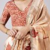 Beige Abstract Print Saree with Blouse