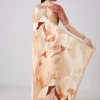 Beige Abstract Print Saree with Blouse