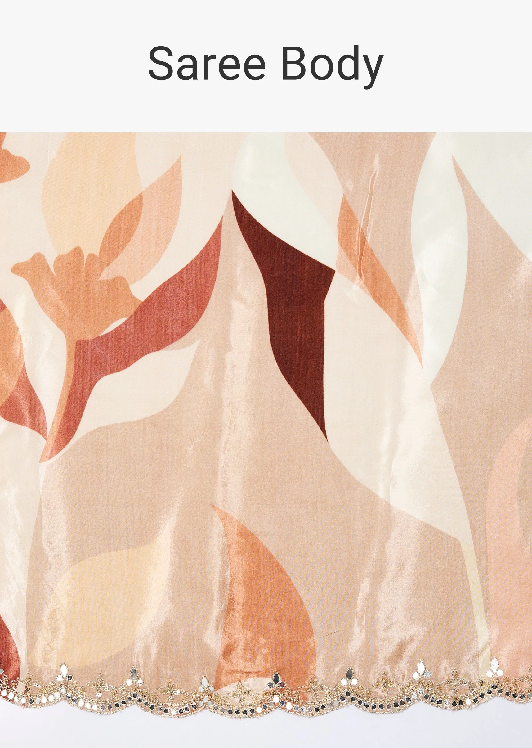 Beige Abstract Print Saree with Blouse