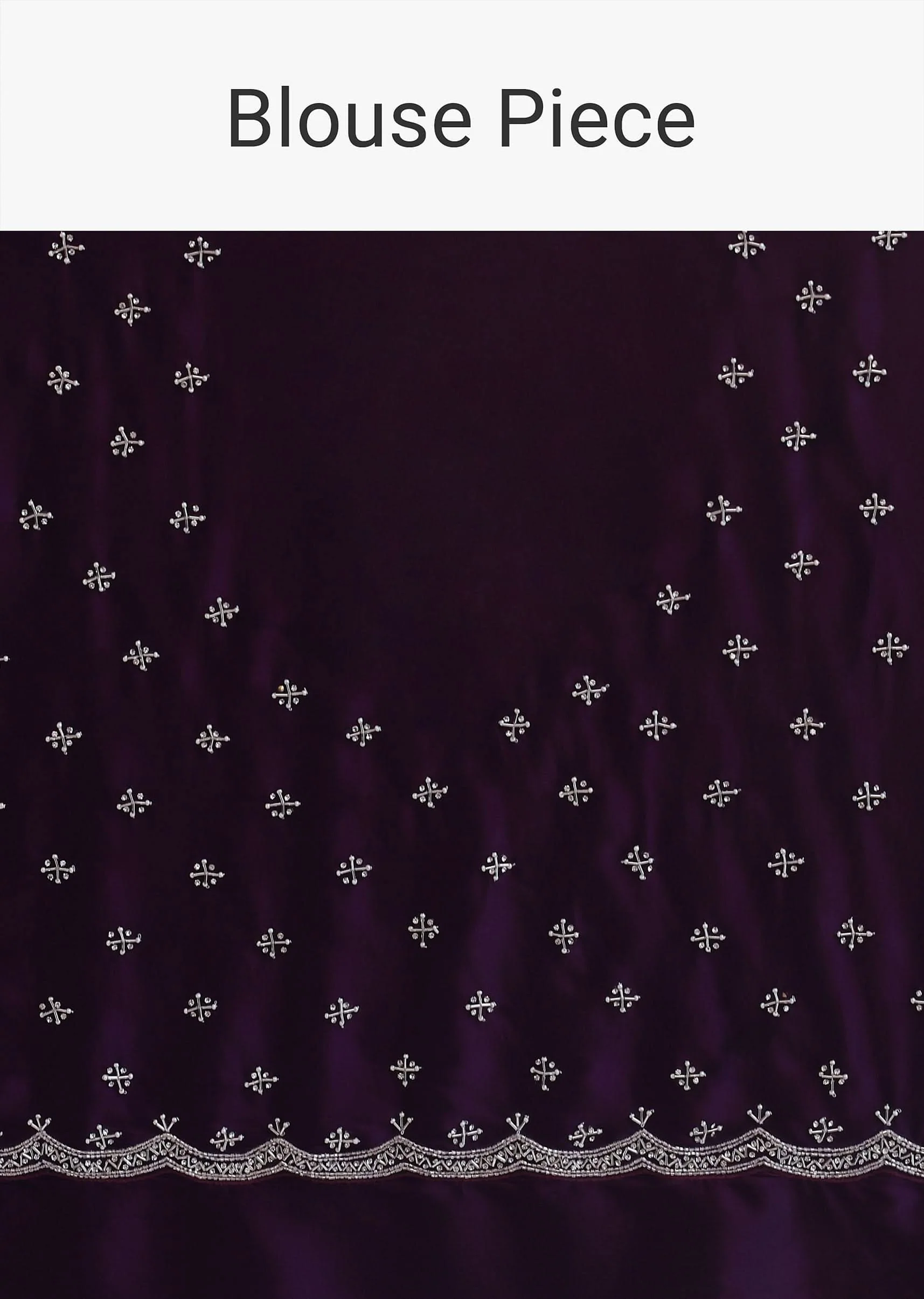 Purple Satin Chinon Saree With Stone Work And Unstitched Blouse Piece