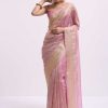 Pink Zari Woven Chanderi Saree With Unstitched Blouse