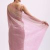 Pink Zari Woven Chanderi Saree With Unstitched Blouse