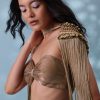 Taupe Brown Embroidered Cowl Lehenga And Cape Blouse In Shimmer Organza