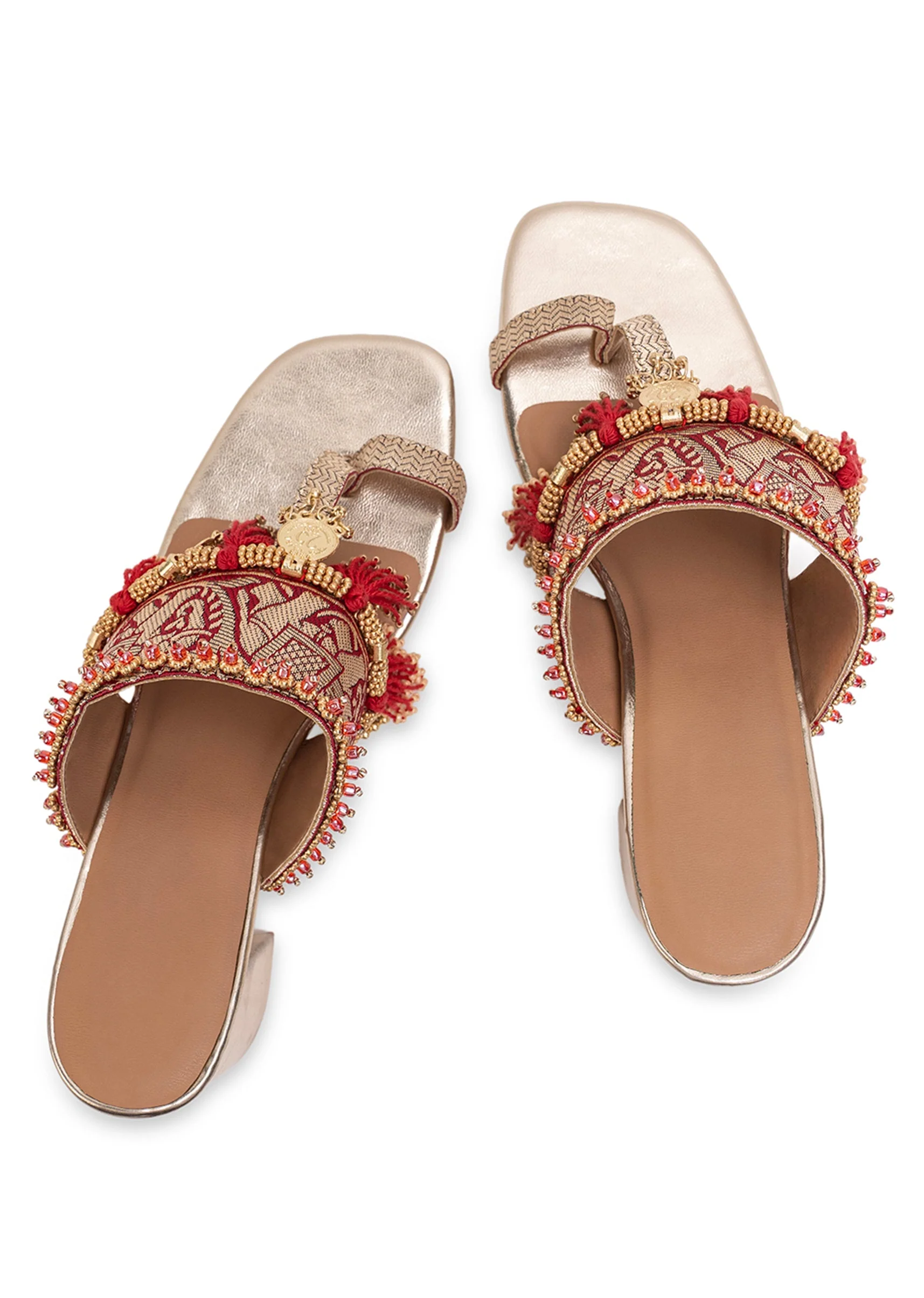 Red Tassel Detail Kolhapuri