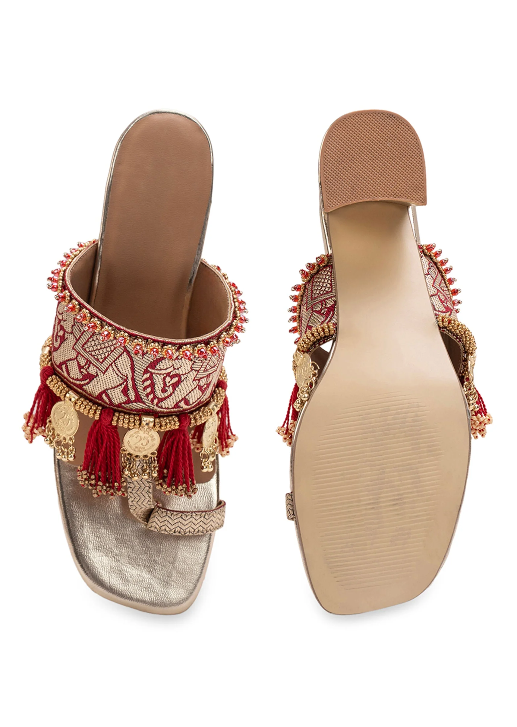 Red Tassel Detail Kolhapuri