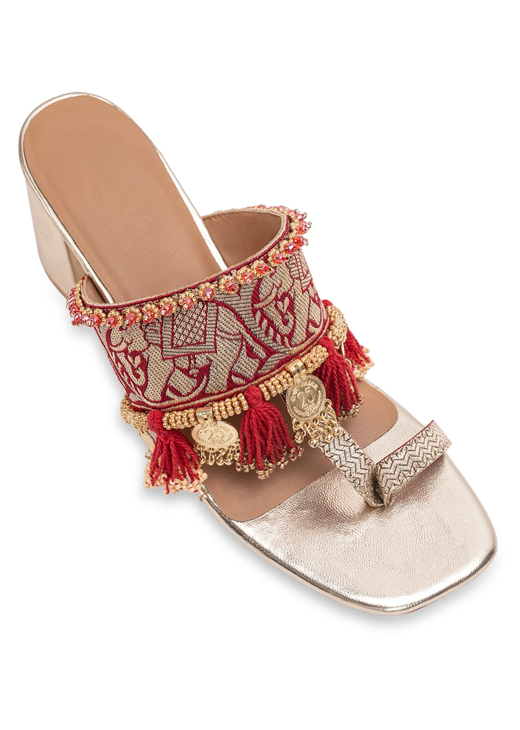 Red Tassel Detail Kolhapuri