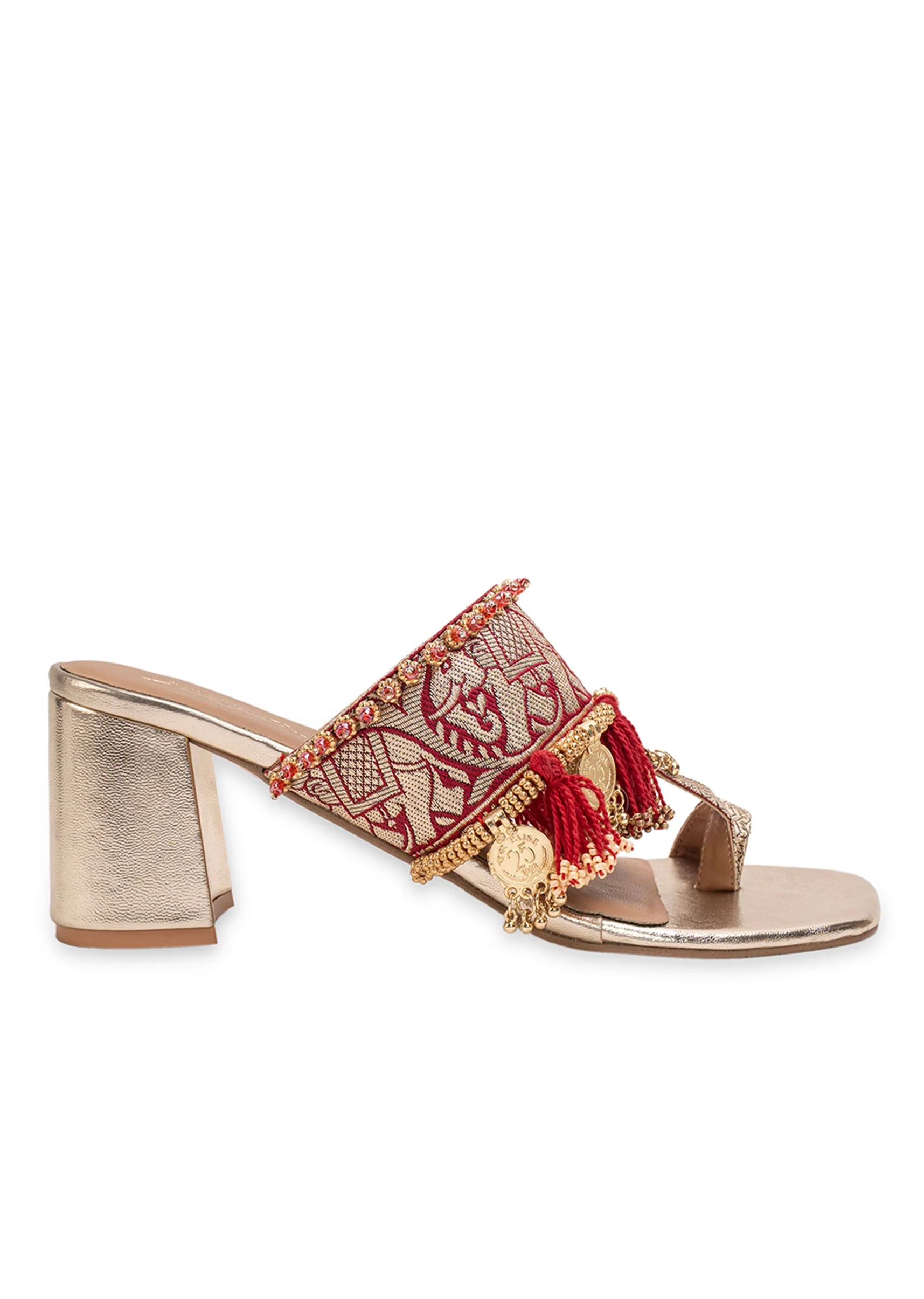 Red Tassel Detail Kolhapuri