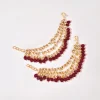 2609-red-kundan-bead-drop-earchain-set-2.webp Red Kundan Bead Drop Earchain Set
