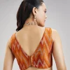 Rust Orange Pure Tussar Silk Ikat Potal Stitched Blouse
