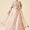 Peach Bridal Lehenga Set With Embroidered Motifs and Dupatta