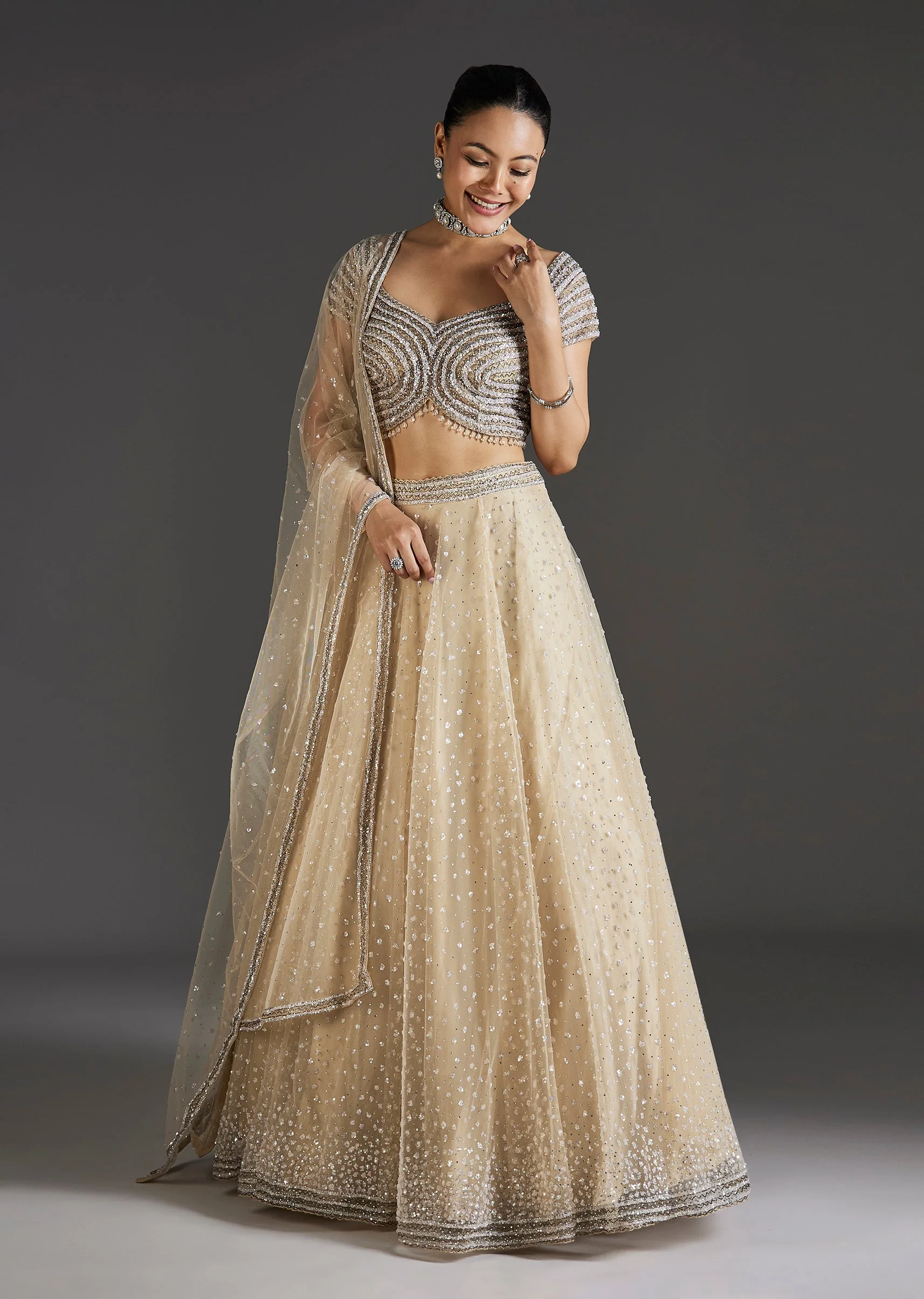 Off White Elegance With Shimmering Grace