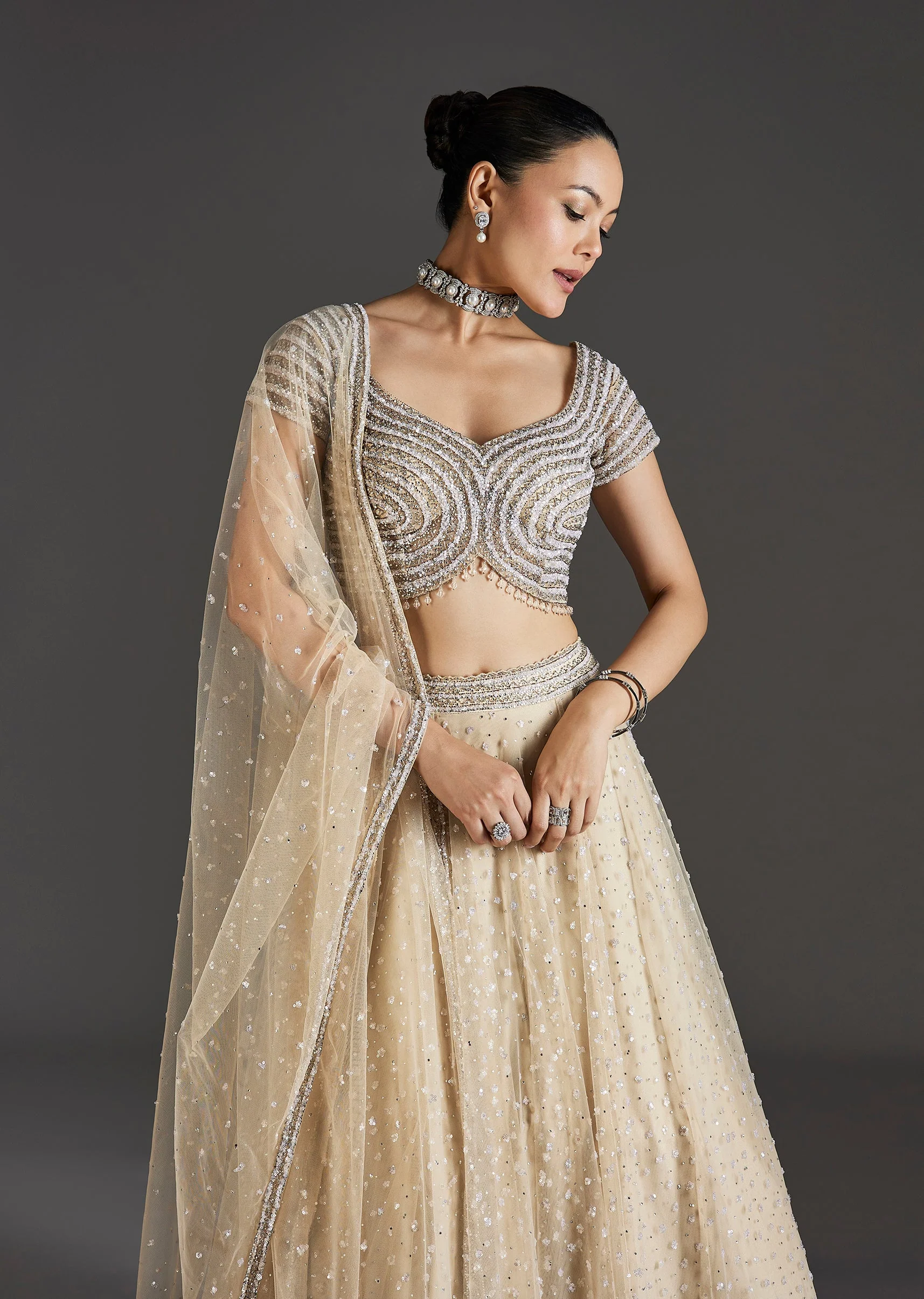 Off White Elegance With Shimmering Grace