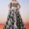 Black Jacquard Fusion Lehenga With Dupatta