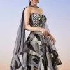 Black Jacquard Fusion Lehenga With Dupatta
