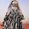 Black Jacquard Fusion Lehenga With Dupatta