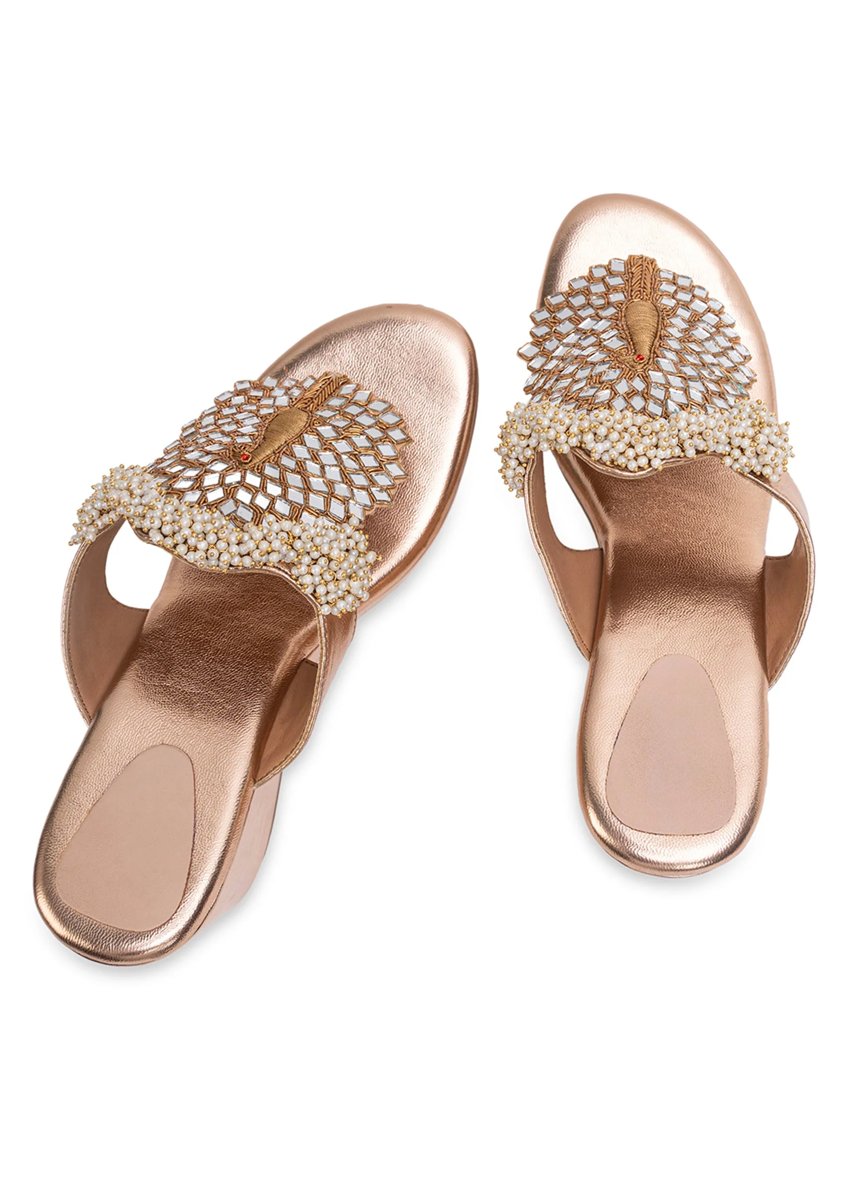 Rose Gold Embellished Wedges