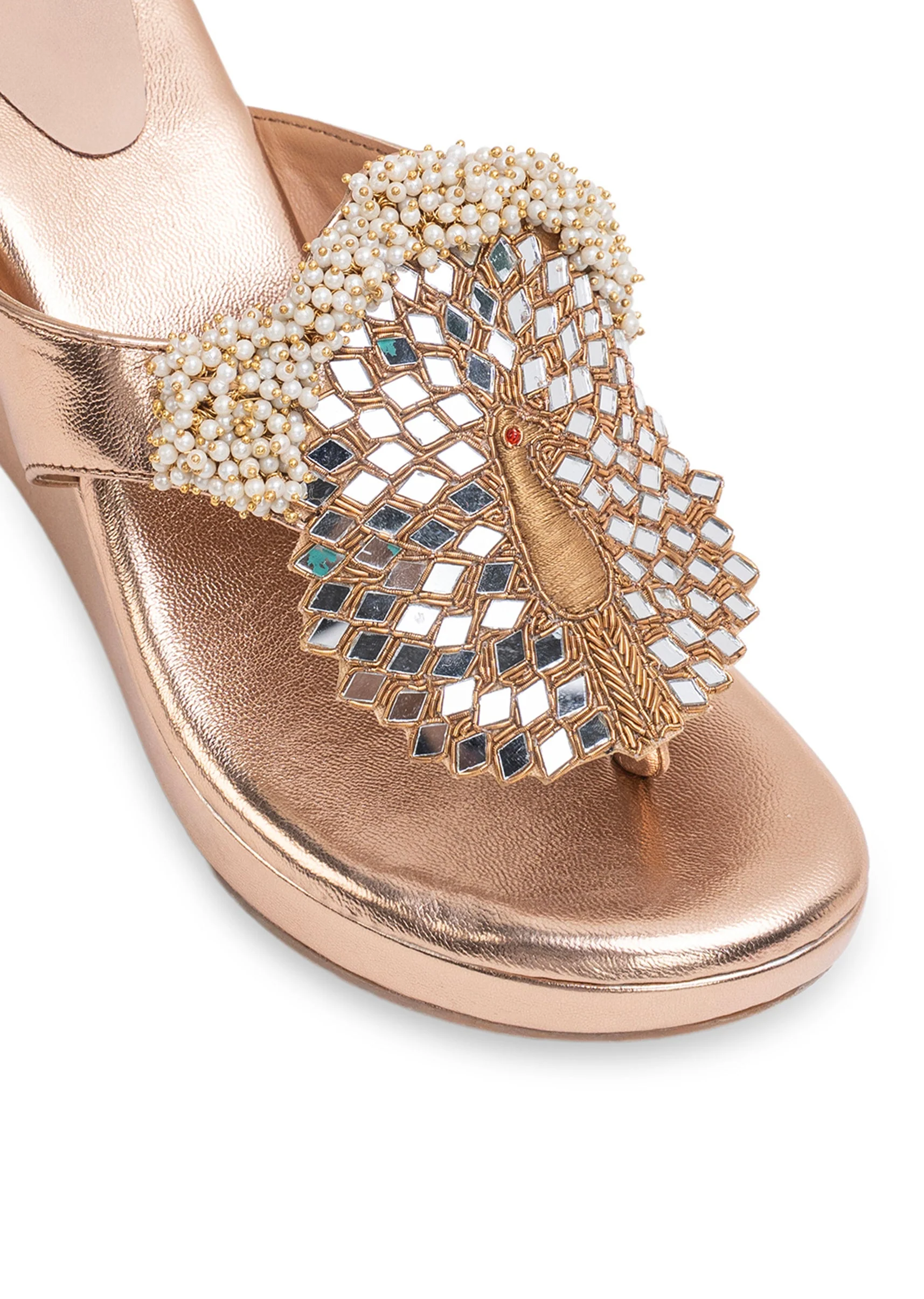 Rose Gold Embellished Wedges
