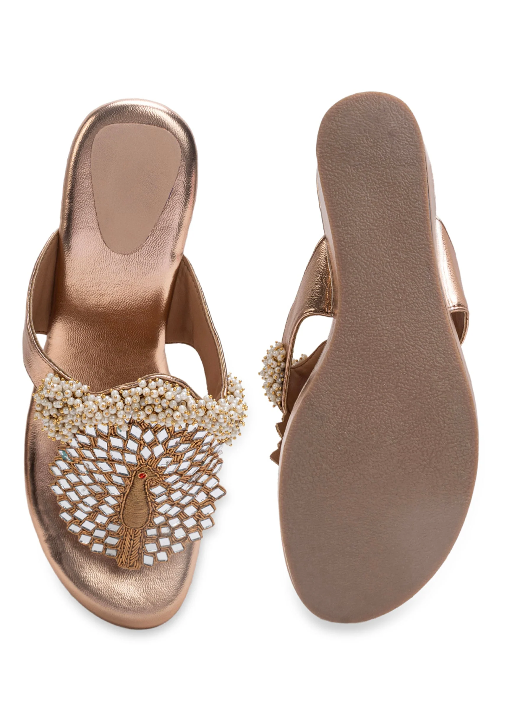 Rose Gold Embellished Wedges