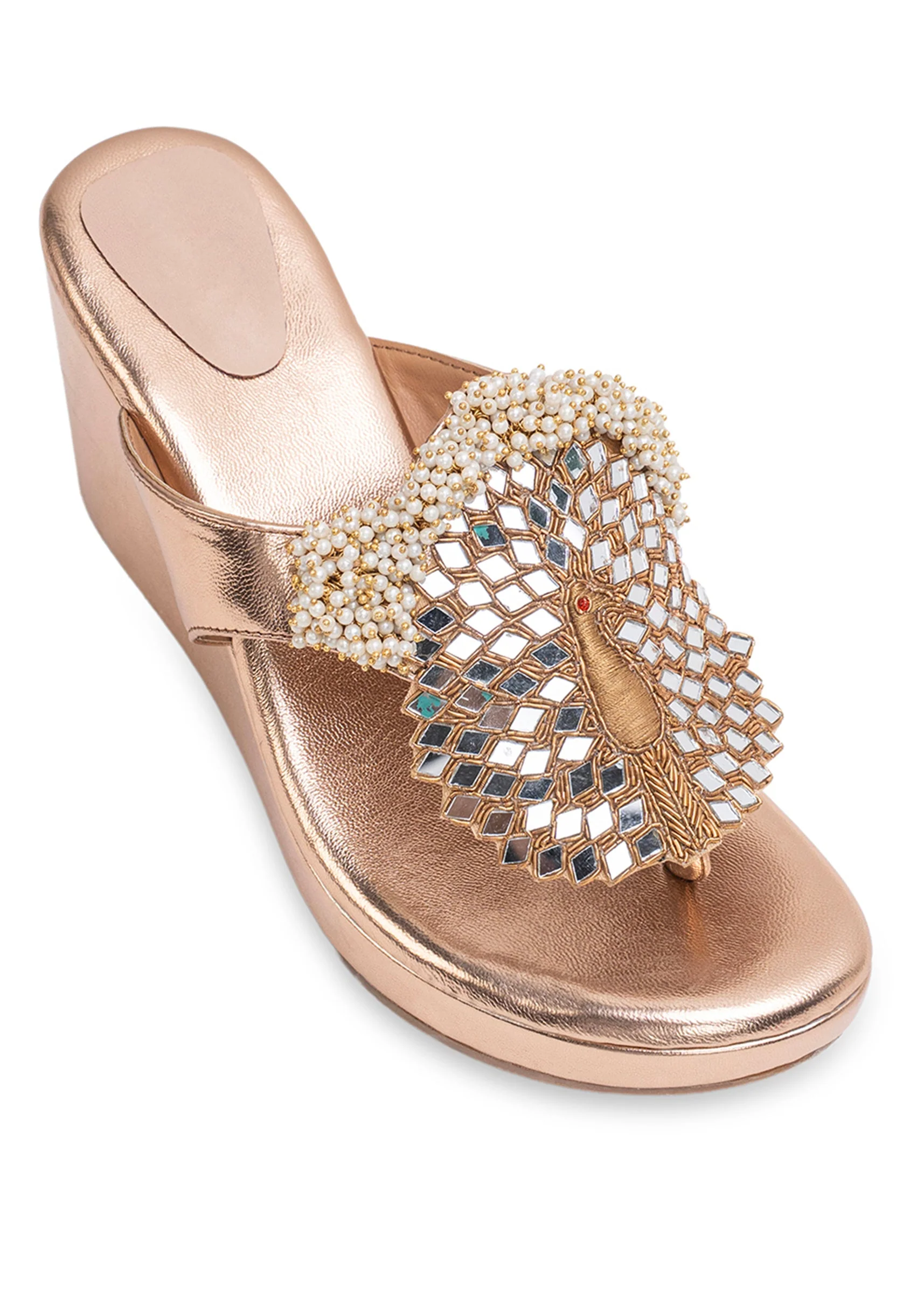 Rose Gold Embellished Wedges