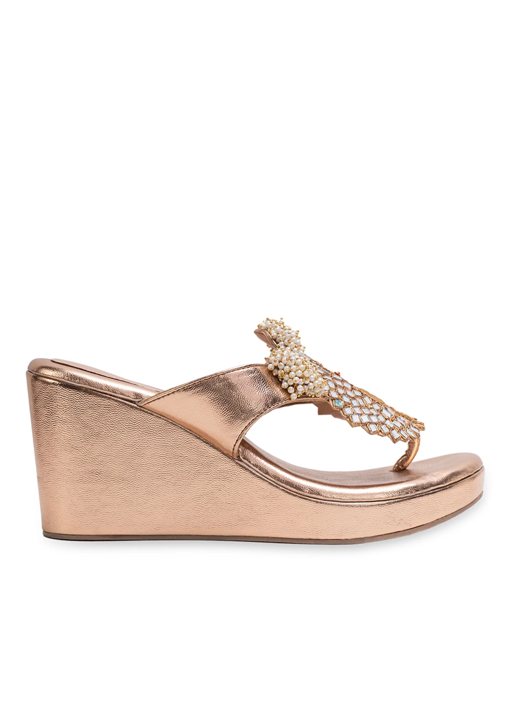 Rose Gold Embellished Wedges