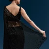 Black Heavy Embroidered Net Saree With Cutwork Border And Jaal Work