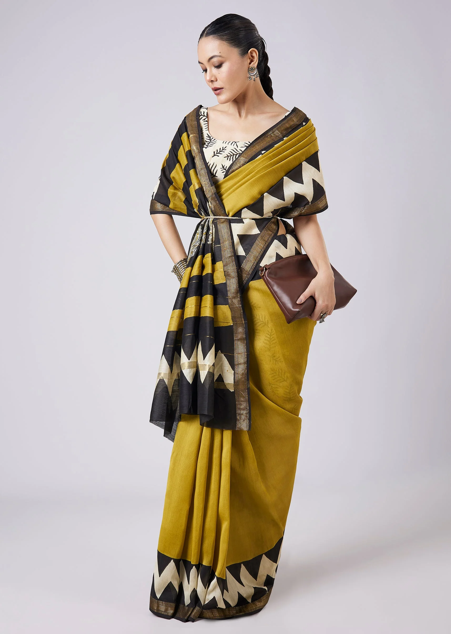 2775-mustard-yellow-block-printed-saree-with-unstitched-blouse-1.webp Mustard Yellow Block Printed Saree with Unstitched Blouse