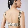Mustard Yellow Block Printed Saree with Unstitched Blouse