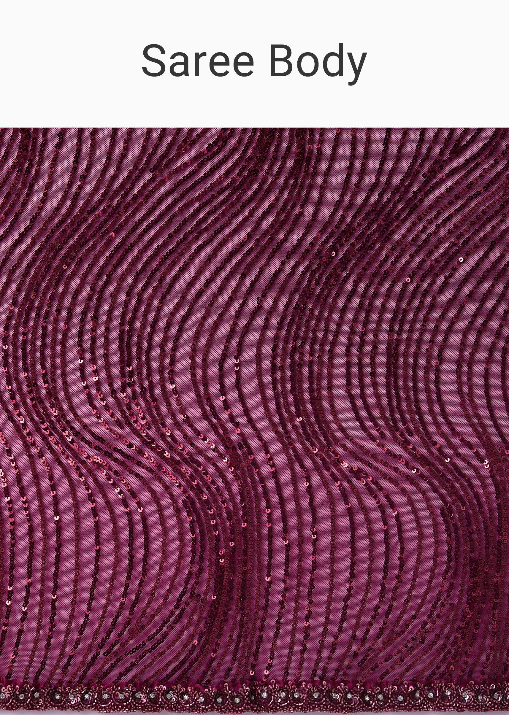 Wine Sequins Saree With An Embellished Border