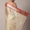 Gold Chanderi Kota Silk Woven Saree With Mirror Work And Unstitched Blouse Piece