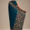 Navy Blue Dola Silk Saree With Zari Embroidery