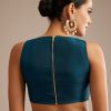 Navy Blue Dola Silk Saree With Zari Embroidery