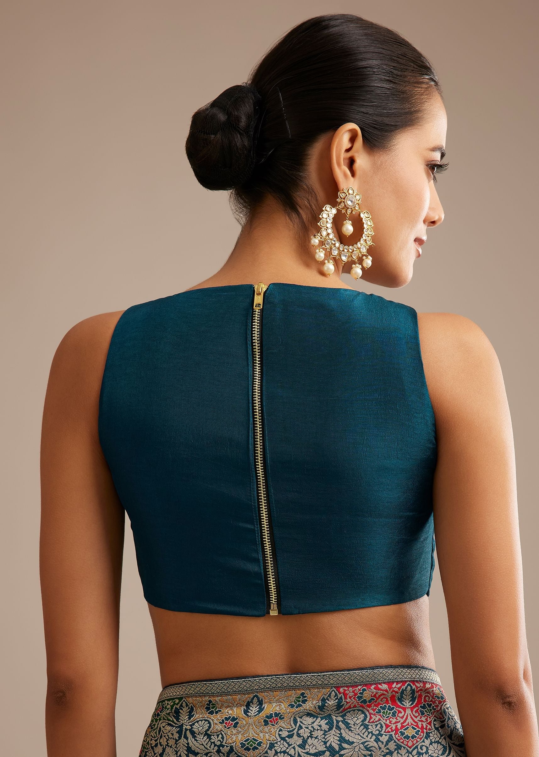 Navy Blue Dola Silk Saree With Zari Embroidery