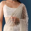 White Net Jaal Resham Work Saree with Unstitched Blouse