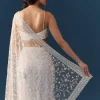 White Net Jaal Resham Work Saree with Unstitched Blouse
