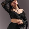 Black Ready Drape Slit Saree With Full Sleeve Blouse