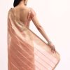 Pinkish Gold Zari Chanderi Silk Saree With Unstitched Border