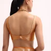 Orangish Gold Zari Chanderi Silk Saree With Unstitched Blouse