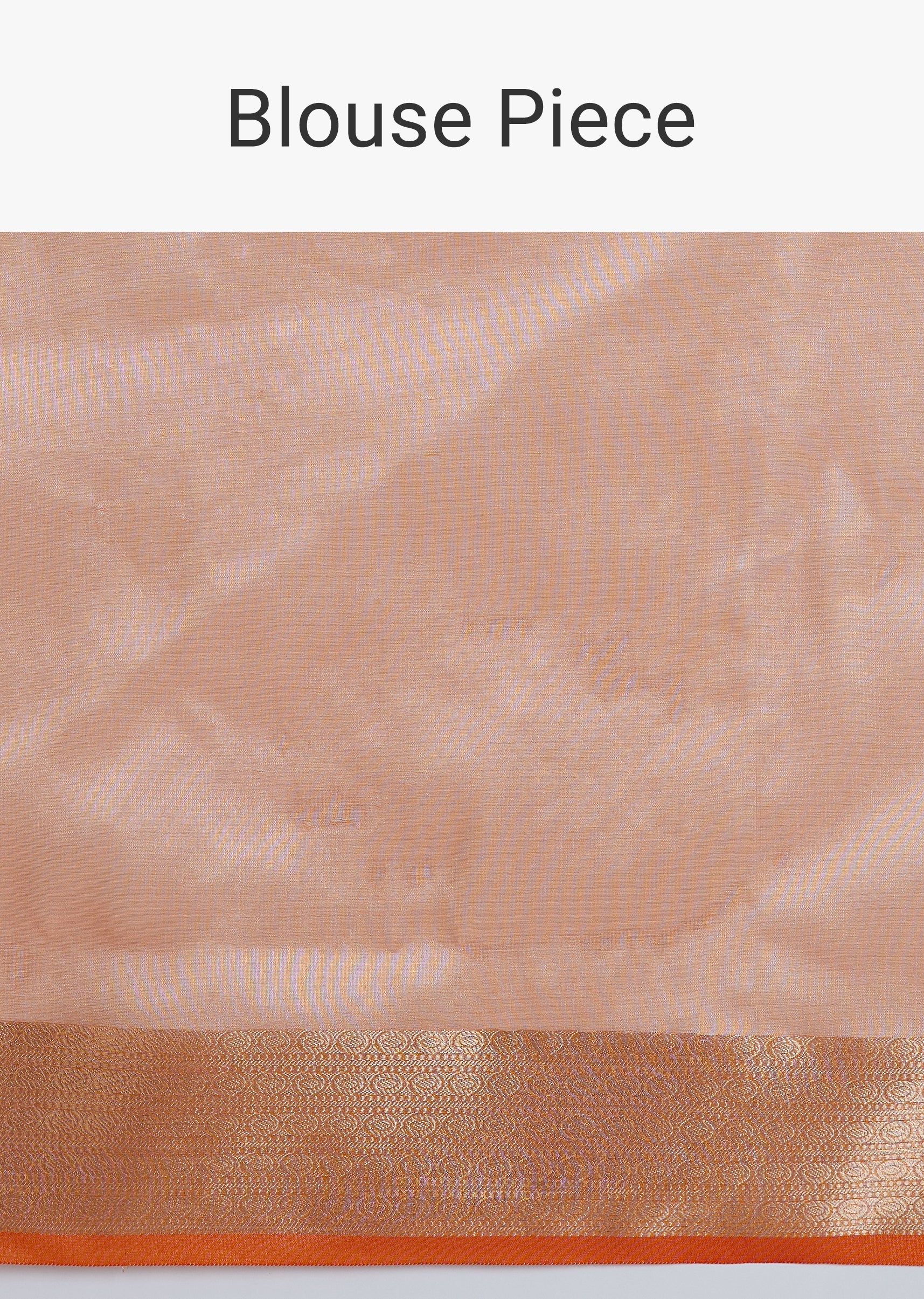 Orangish Gold Zari Chanderi Silk Saree With Unstitched Blouse