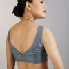 Greyish Blue Dola Silk Saree With Floral Zari Butta